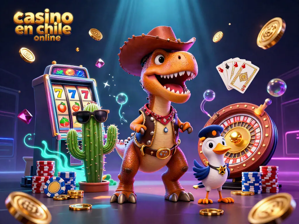 Gana en el casino en Chile online con tragamonedas y ruletas en una ilustración cautivadora.