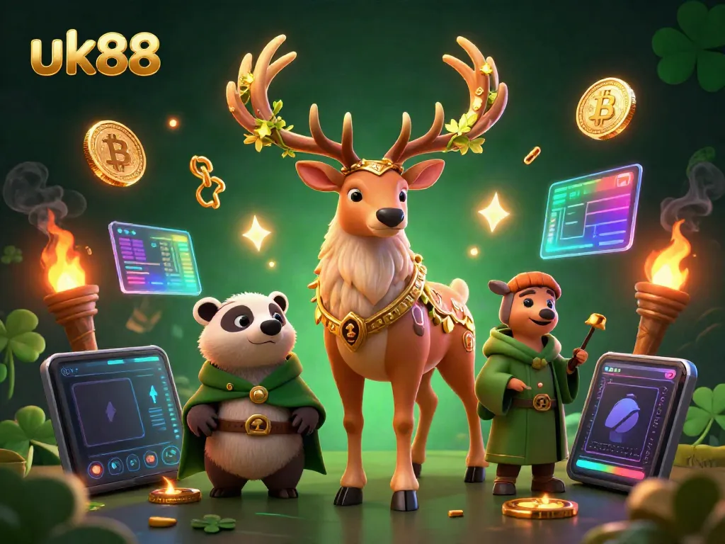 Experience thrilling gameplay at uk88 with a vibrant 3D casino scene filled with characters and gaming elements.