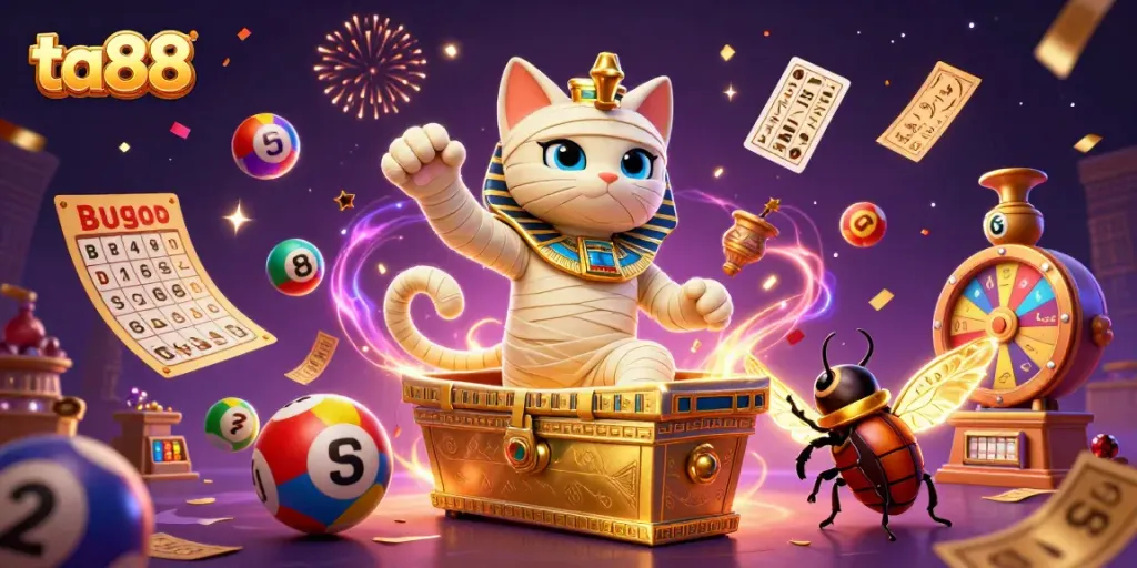 Experience thrilling moments with ta88 in a colorful casino scene with lucky symbols and dynamic action.