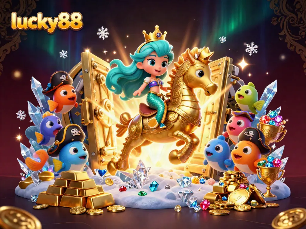 Experience the thrilling world of lucky88 with vibrant mermaids and treasures lighting up the scene.
