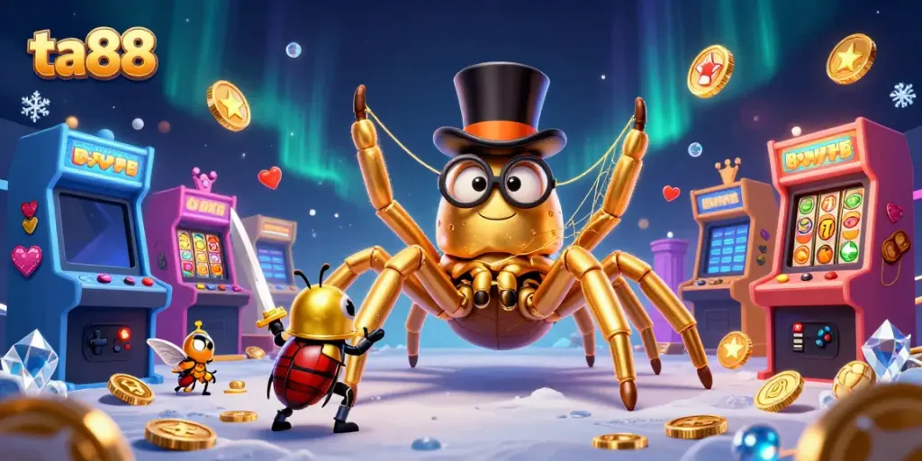 Engage with thrilling gaming at ta88, featuring vibrant characters in a dynamic casino backdrop.