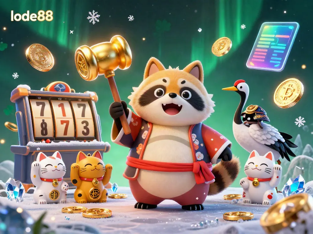 Experience thrilling gameplay at lode88 with a festive 3D scene blending traditional charm and modern gaming elements.
