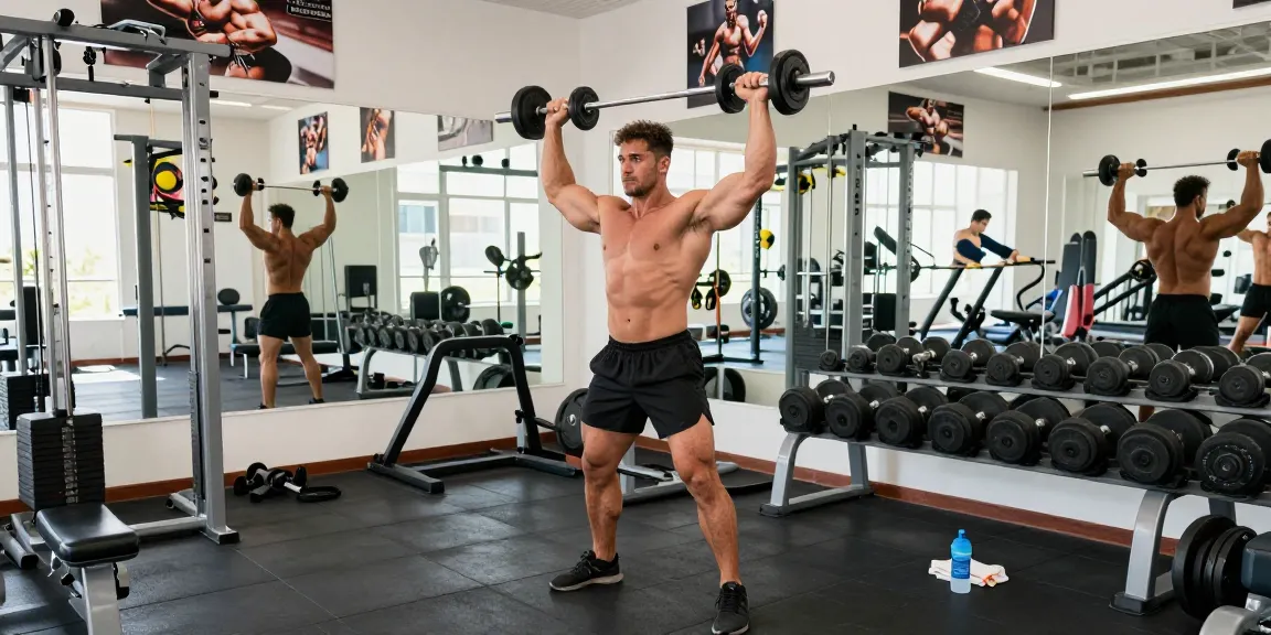 Un culturista entrenando en el gimnasio Esteroidesshop, enfatizando la fuerza y los esteroides anabólicos.