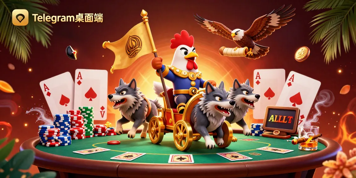 在这个充满活力的3D插图中,与Telegram桌面端的动态场景一起玩扑克。