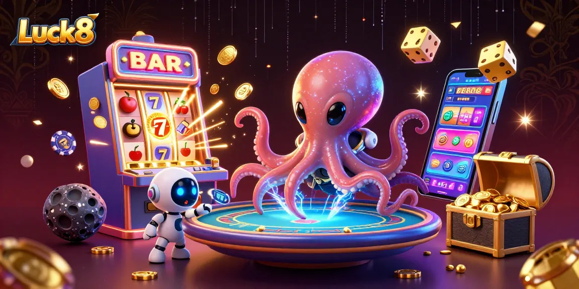 Experience Luck8's thrilling gaming universe with vibrant alien characters and dynamic casino elements!