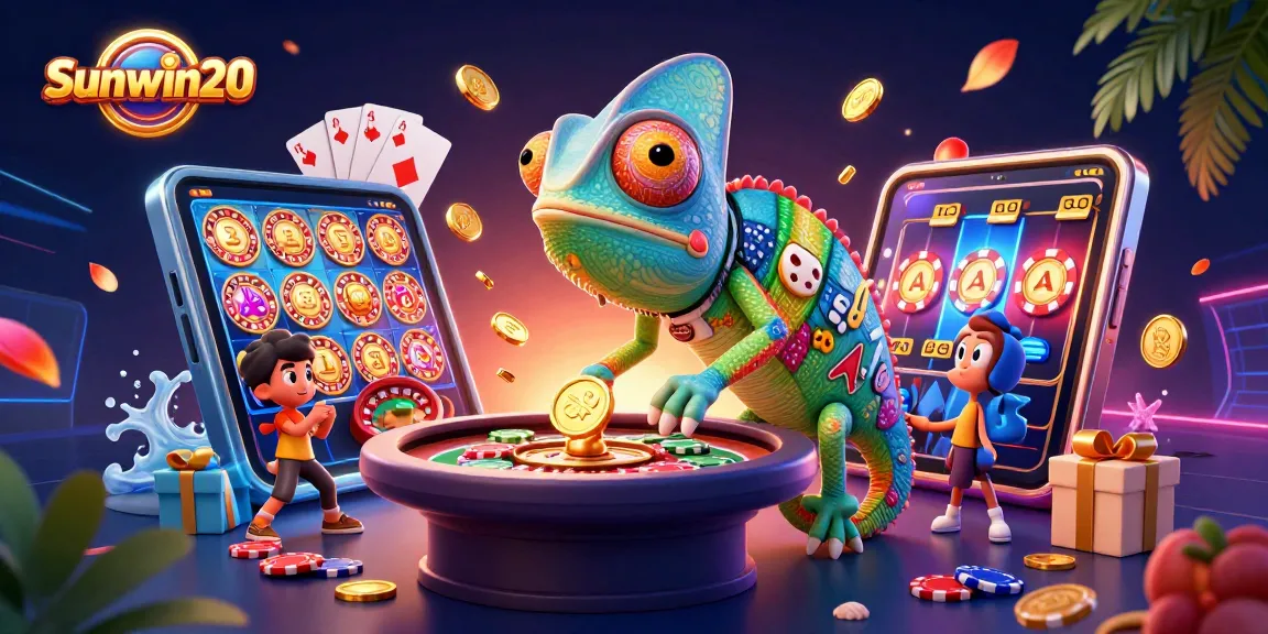 Engage with Sunwin20 as the colorful chameleon casino owner entertains players with dynamic games.