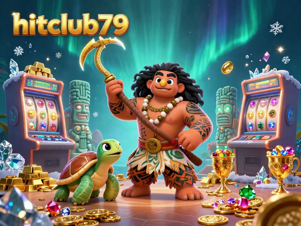 Experience the excitement of hitclub79 with dynamic 3D slot-themed casino illustration packed with rich details.