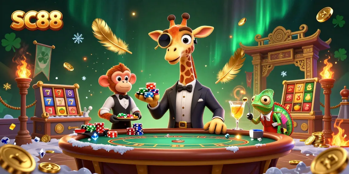 Engage with SC88 at a vibrant casino scene featuring animated characters in a rich gaming atmosphere.