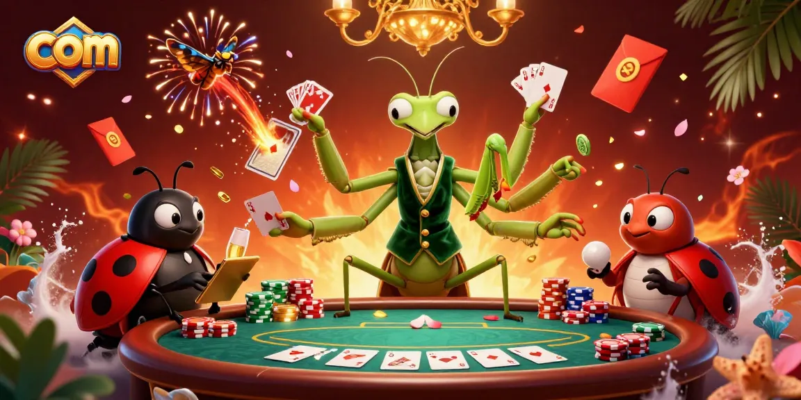 Engage in exciting poker games at com with 3D cartoon characters in vibrant casino scene.