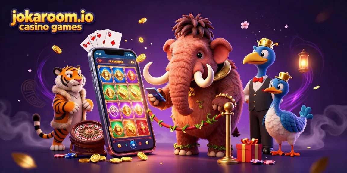 Experience the excitement of jokaroom.io casino games with vibrant characters and dynamic casino elements in a magical setting.