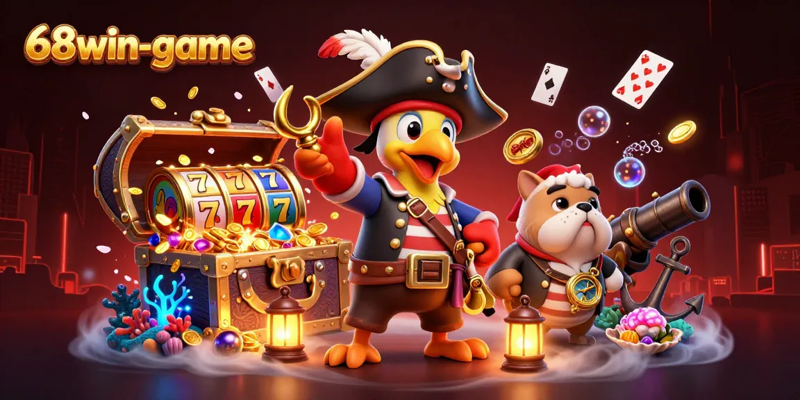Experience exciting wins at 68win-game while spinning slot reels amidst pirate adventures.