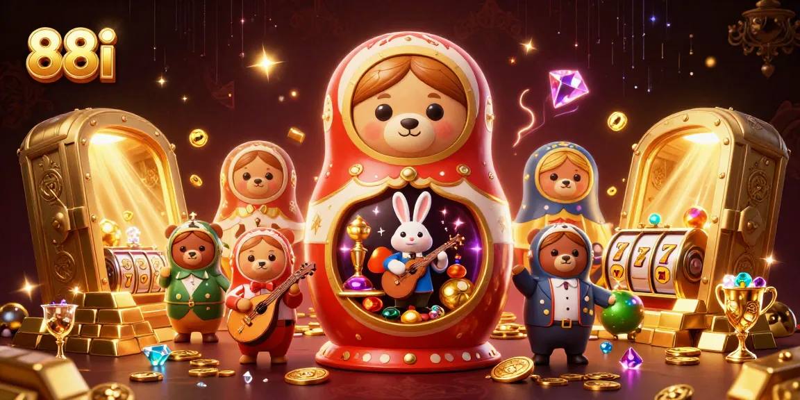 Immerse in the excitement of 88i's vibrant casino scene with cartoon bears and dazzling treasures.